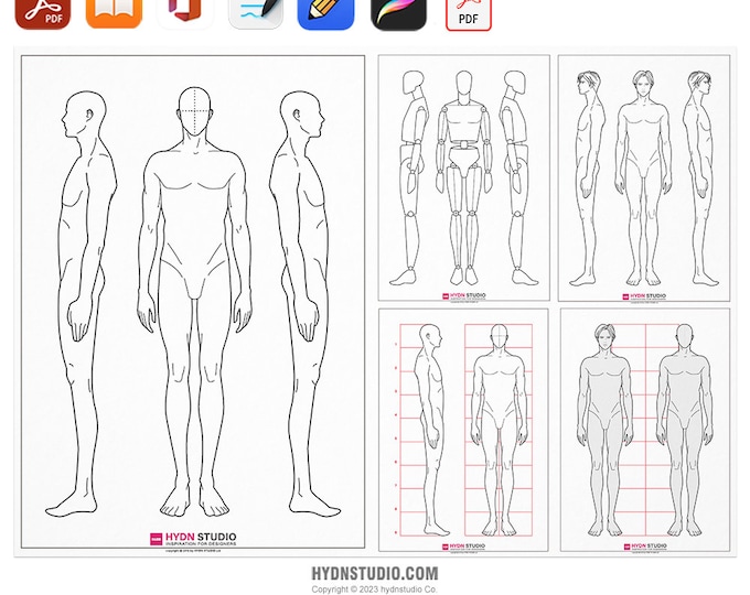 Fashion Illustration Template 47 Poses A4 Digital Download & Print High ...