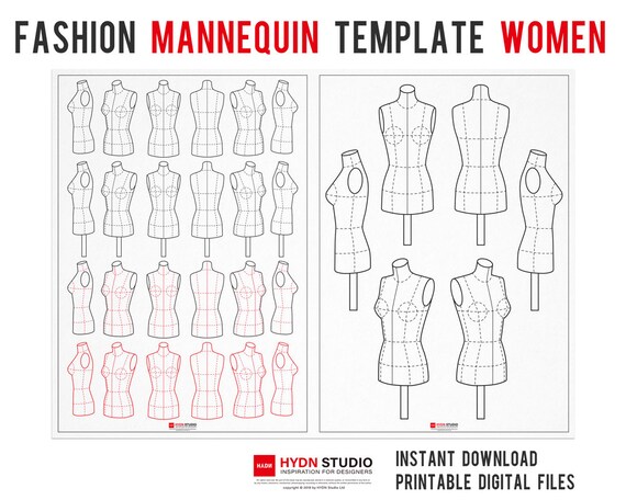 Vector Fashion Mannequin Template Women / Fashion illustration | Etsy