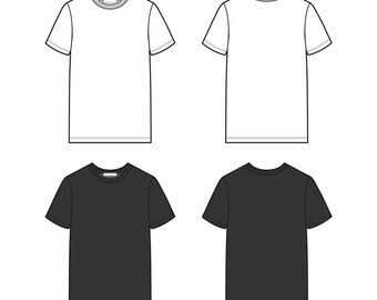 T-shirt Technical Drawing Flat Sketch for Adobe Illustrator (AI, PDF, JPG)