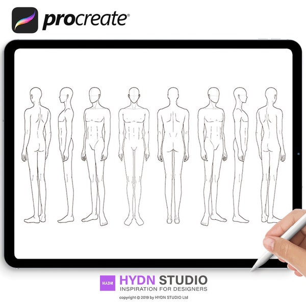 Fashion Figure Templates Men - Procreate Stamp Brushes for Fashion Illustration