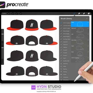 Diseño de gorra SNAPBACK 03: pinceles para estampar sellos de Procreate para diseño de moda