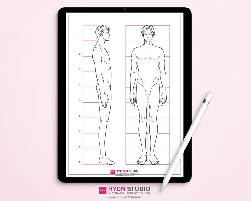 Schizzo Di Moda Corpo Maschile SVG, Vettoriale Modelli Di Giovane