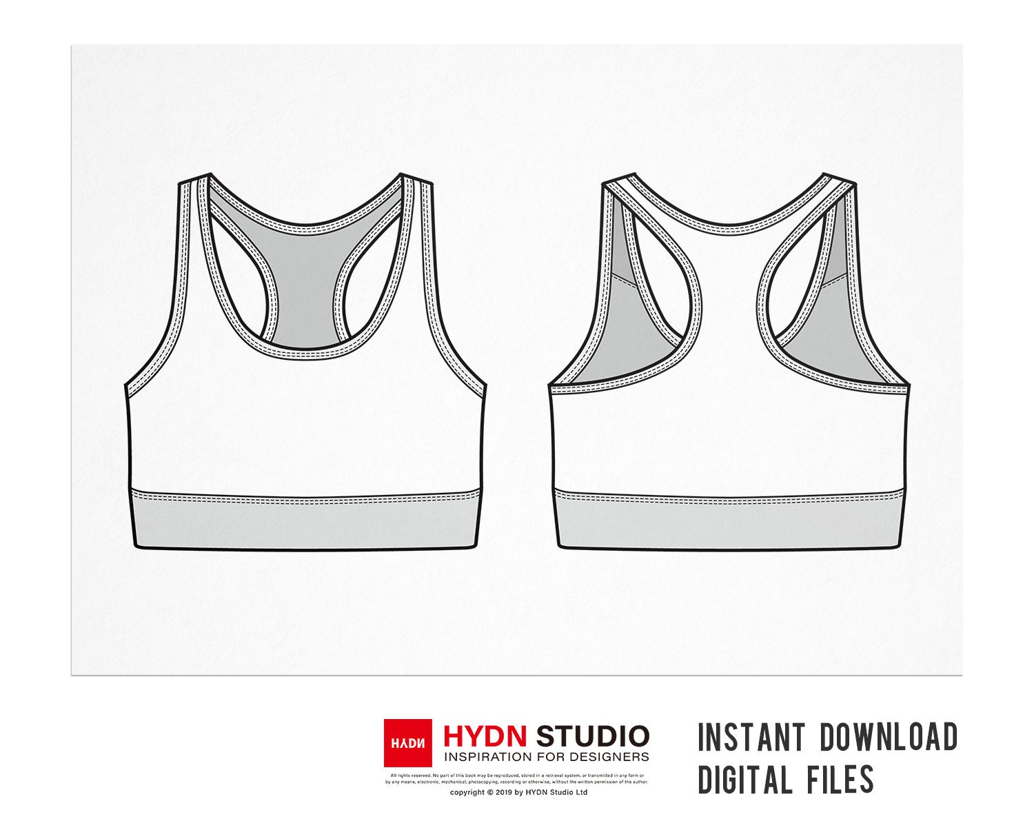 Racerback High Impact Support Sports Bra  Flat Sketch by Kawintra on  Dribbble