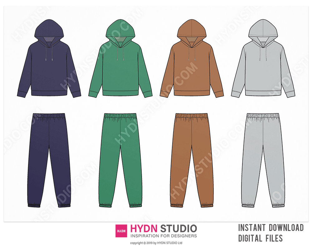 Hoodie & Sweat Pants Set Template / Techpack Template / Etsy Hoodie & Sweat Pants Set Template / Techpack Template / Etsy