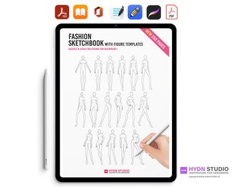 Fashion Sketchbook 10Head Female Figure 30 Poses - (PDF)