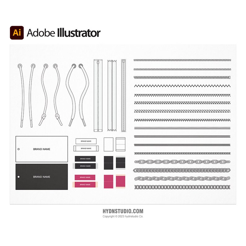 Vector Garment Accessories & Brushes for Illustrator High-Quality Design Elements for Fashion Illustration image 6