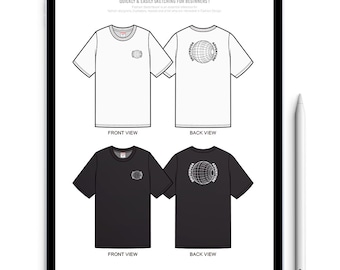 Digital T-Shirt Sketchbook for Fashion Design - PDF Download with 120 Pages