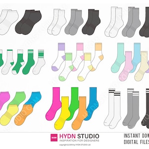 Socks Vector Fashion Flats Design Set - Apparel Design Templates