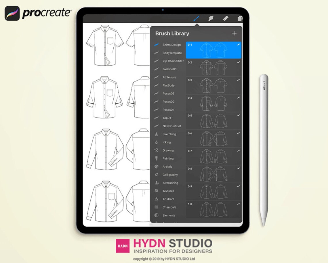 Shirts Design Set Procreate Stamp Brushes for Fashion Design Etsy