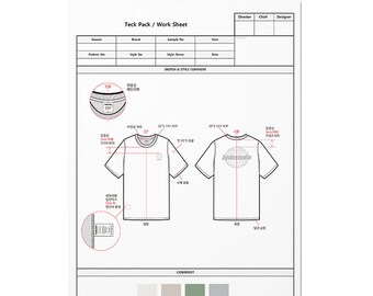 Fashion Tech Pack Template No.11, Excel Tech Pack Template, Garment Specification Sheet, Fashion CAD Resource, Apparel Development Tool