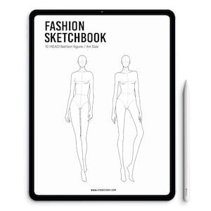 Fashion Sketchbook (PDF) 10-Head Female Figure with 30 Poses - White Cover Edition