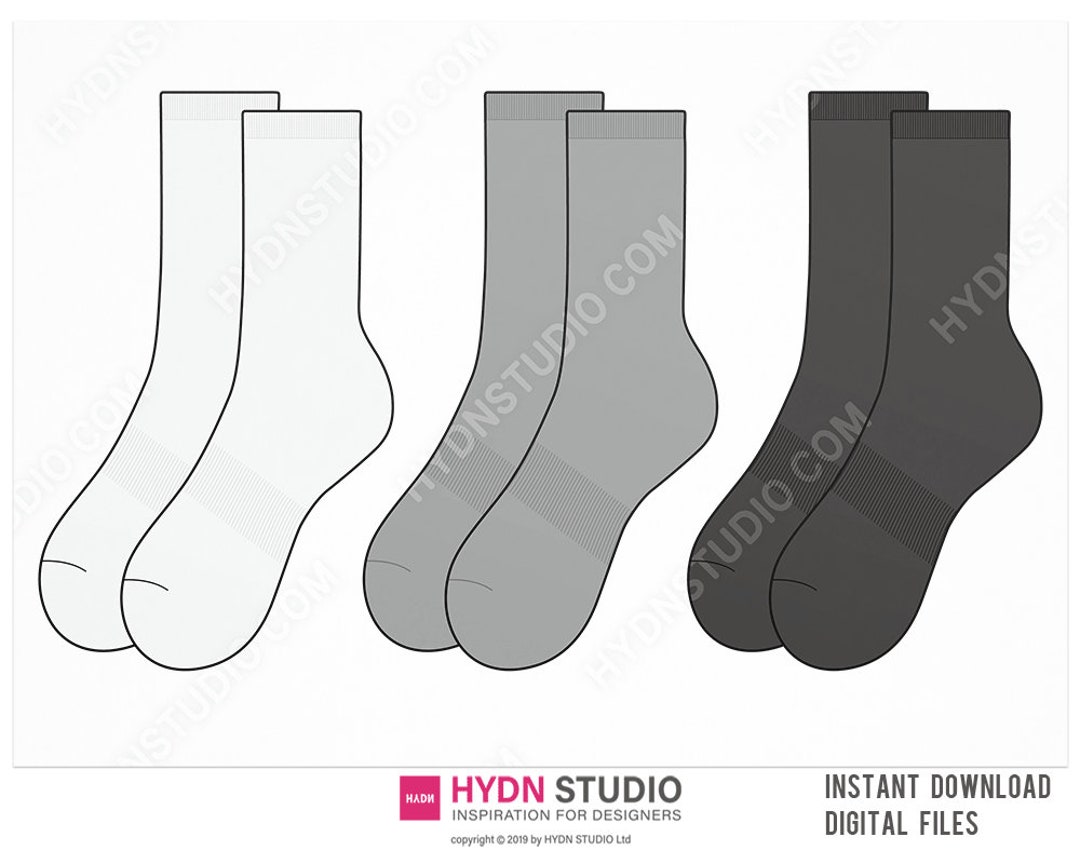 Crew Socks Design SET Template / Techpack Template / Technical Drawings