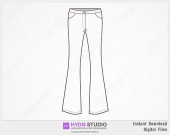 Bell bottom pants illustration design (ai, eps, pdf, jpg, png) Fashion illustration, Fashion flats, Fashion Design Template, Fashion Sketch