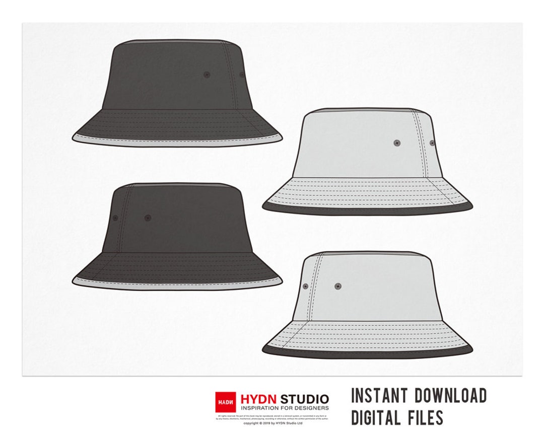 BUCKET HAT Flat sketch Fashion flats Fashion Design Etsy.de