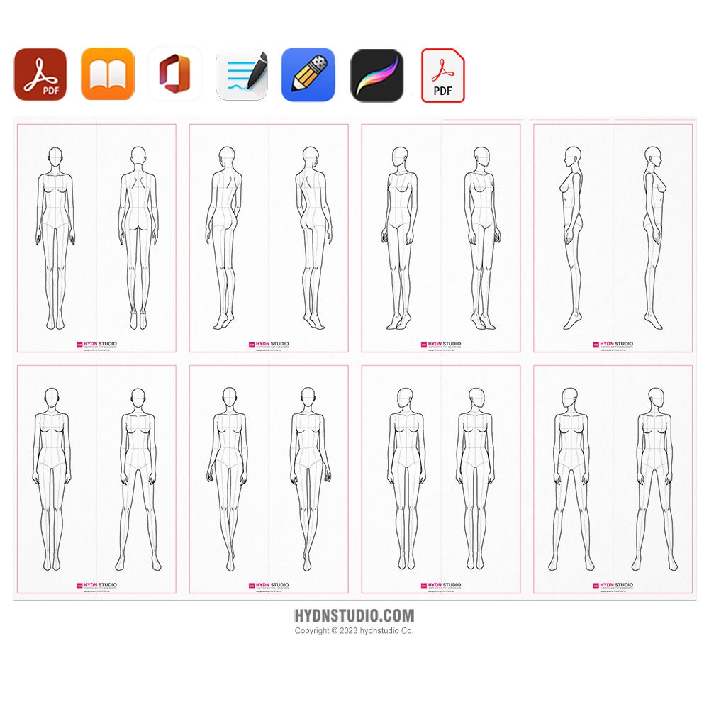 Fashion Figure Template Part 01 (9 Heads/women) | Croquis & Design Body ...