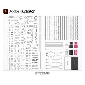 Pinceles vectoriales para accesorios de diseño de moda en Illustrator