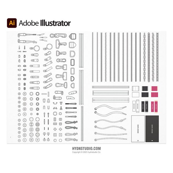 Vector Garment Accessories & Brushes for Illustrator - High-Quality Design Elements for Fashion Illustration