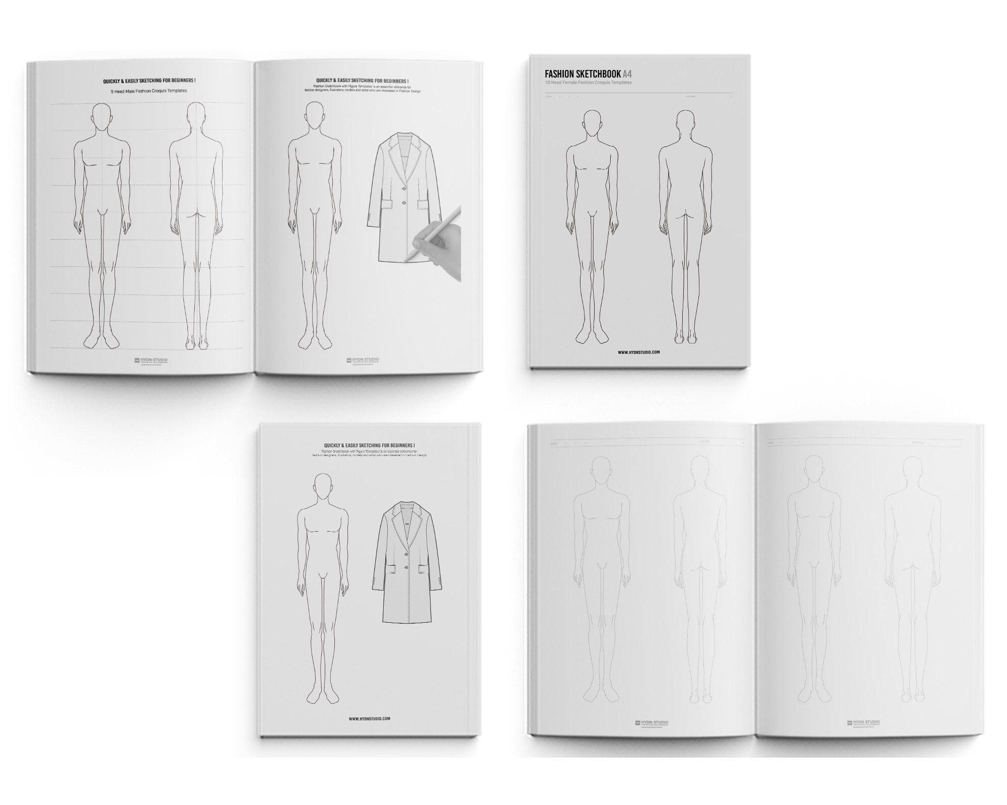 Fashion Sketchbook A4 With Male Figure Template PDF Etsy