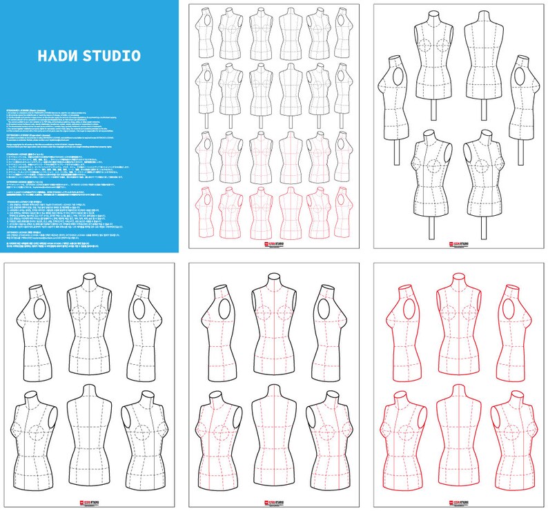Vector Fashion Mannequin Template Women / Fashion illustration Etsy