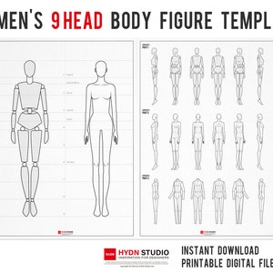 Croquis de figuras de 9 cabezas para diseño e ilustración de moda