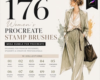 176 Women's Fashion Figure Templates for Procreate | Fashion Illustration Mega Bundle | Female Croquis Poses | Fashion Designer Resource