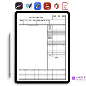 Tech Pack Design template English 05 (PDF) / Procreate, GoodNotes, Fashion flats, Fashion design