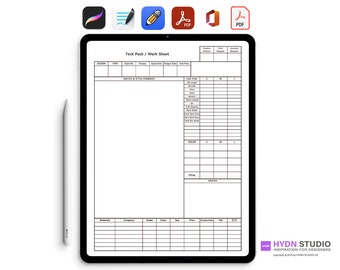Tech Pack Design template English 05 (PDF) / Procreate, GoodNotes, Fashion flats, Fashion design