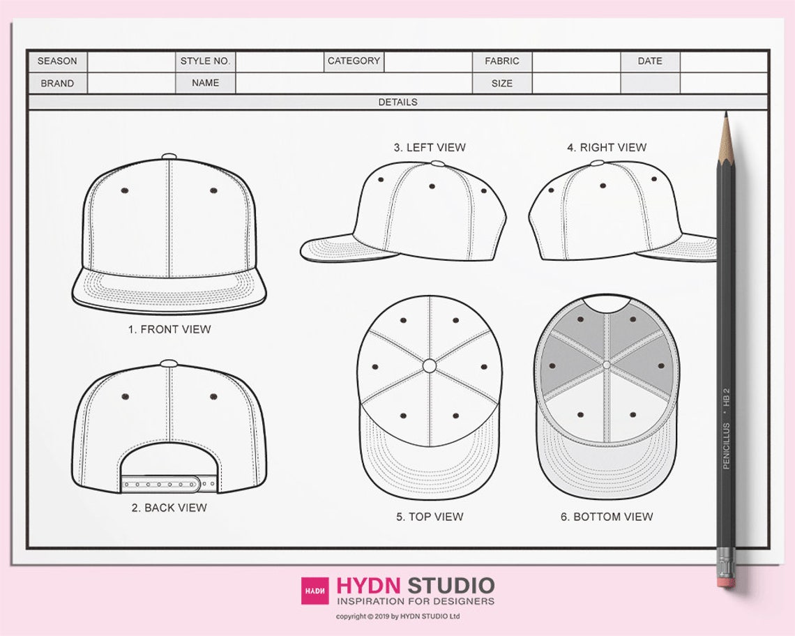 Snapback Tech Pack / TechPack template / Technical Drawings / | Etsy