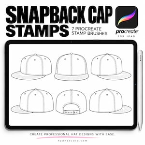 Snapback Cap Stamps for Procreate: 7 Hat Design Brushes