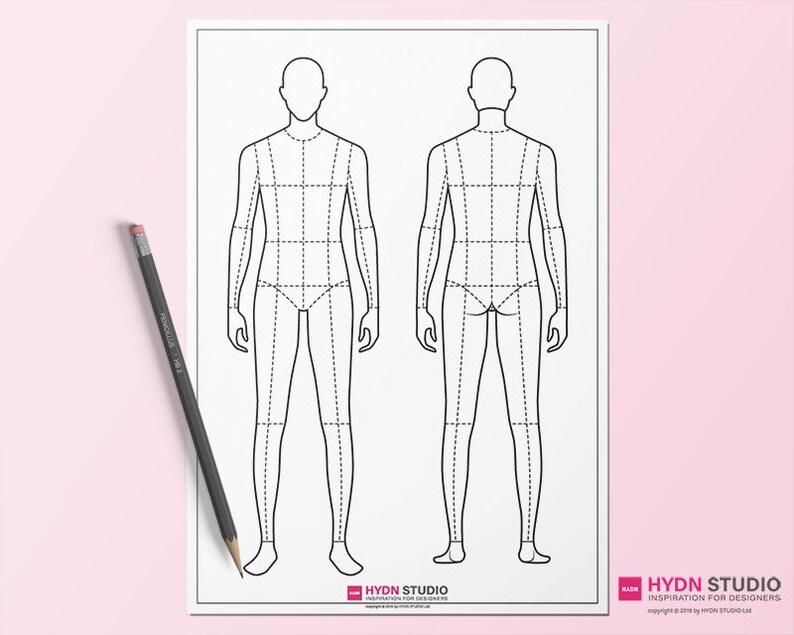 Body Figure Template Male Croquis Template Fashion (Instant Download