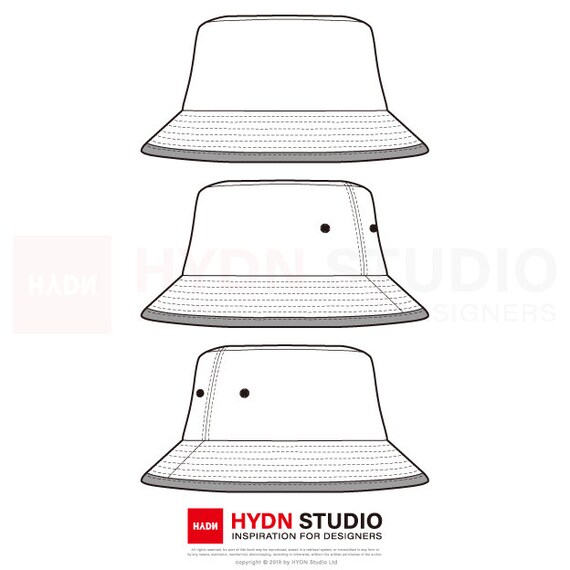 BUCKET HAT Flat Sketch Fashion Flats 