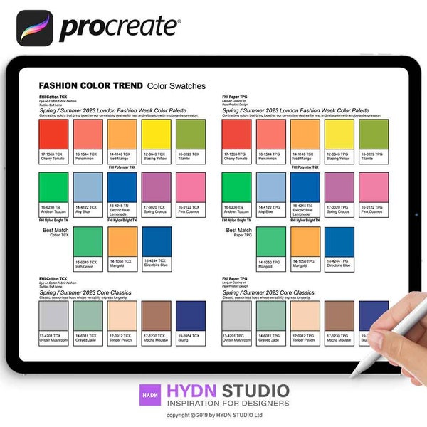 2023 S/S London Fashion Trend Color Swatches for Procreate - 30 Color Swatches