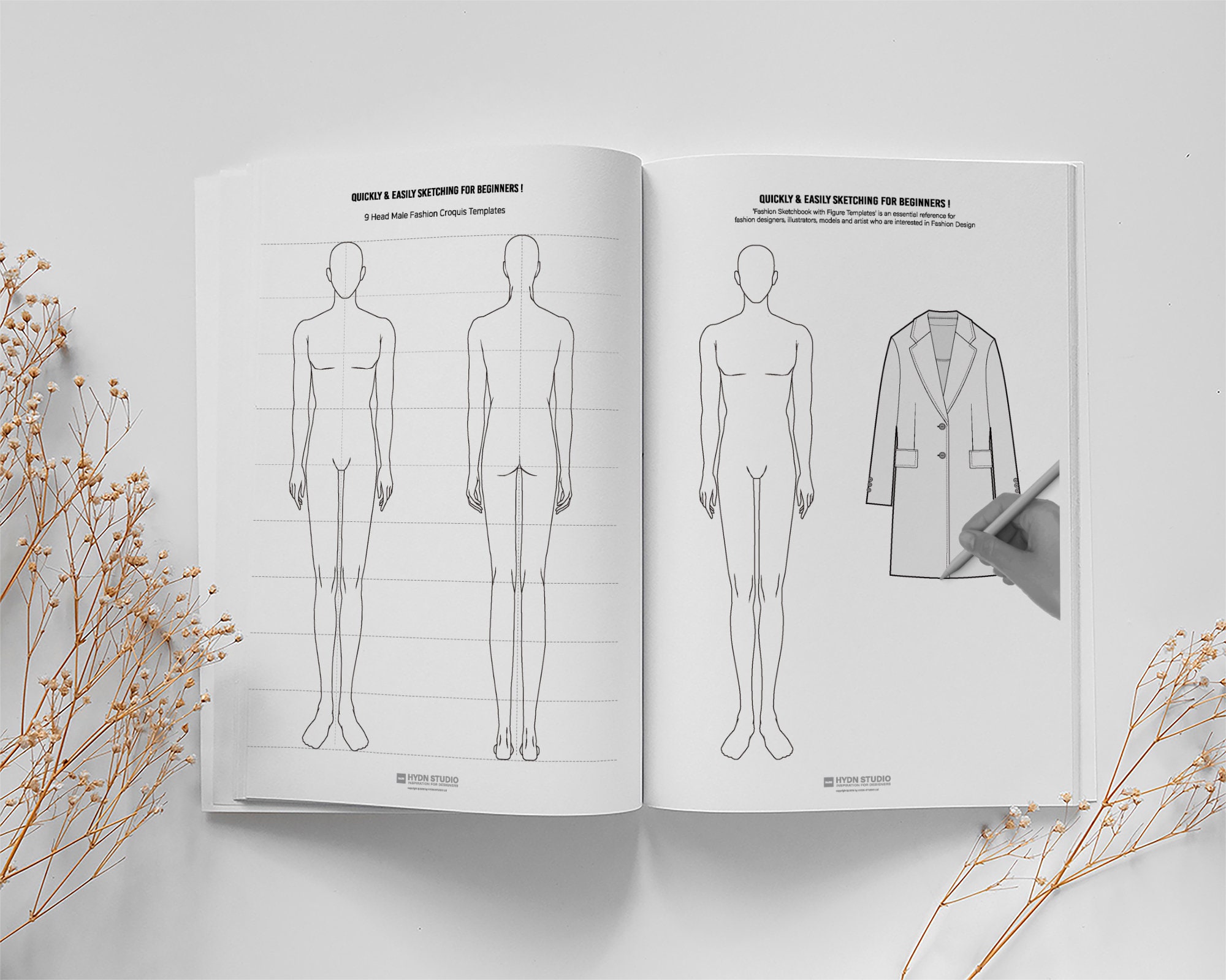 Fashion Sketchbook A4 With Male Figure Template PDF -  Sweden