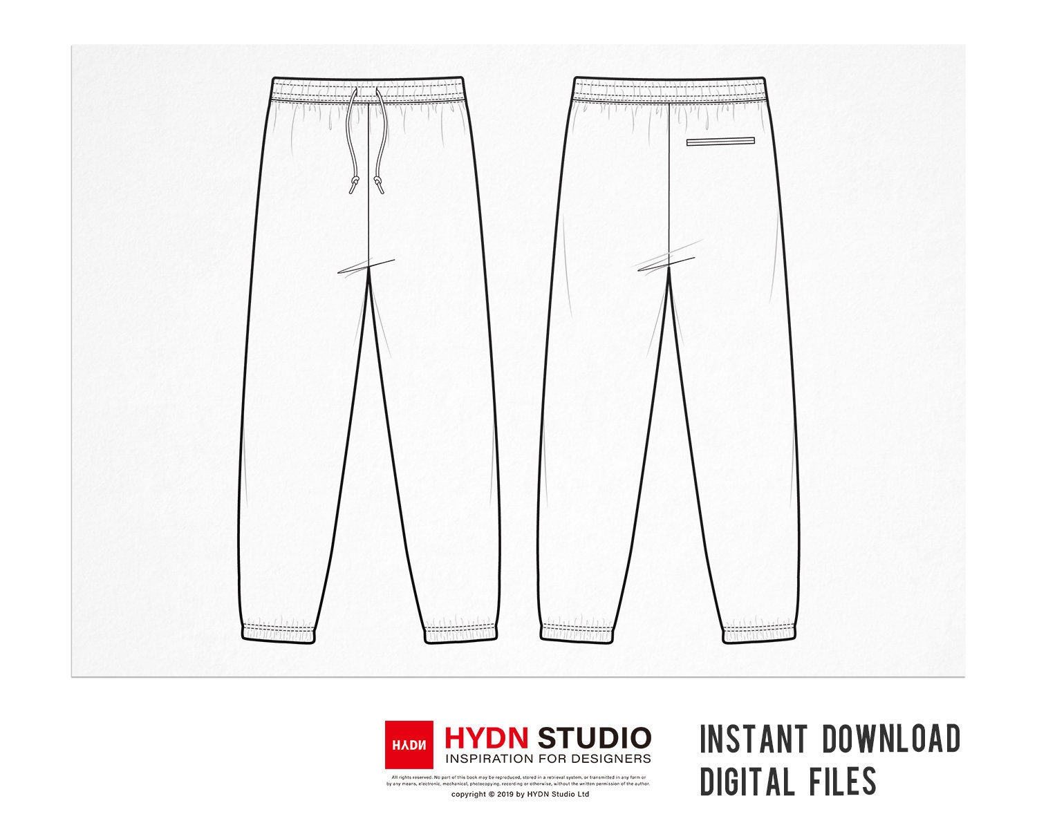 Pants formal trousers fashion flat sketch template