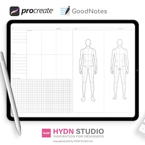 ファッションスケッチブック - 印刷可能なPDF / ファッションデザインノート（2スタイル）+メンズフィギュアテンプレート、服飾デザイナー向け描画テンプレート