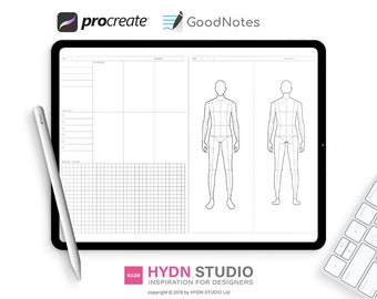Fashion Sketchbook- Printable PDF / Fashion Design Notebook (2style)  + Mens Figure Templates, Drawing Template for Clothing Designers