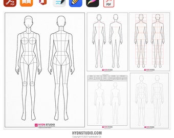 Women's Fashion Body Figure Template (8 Heads) | Croquis & Drawing