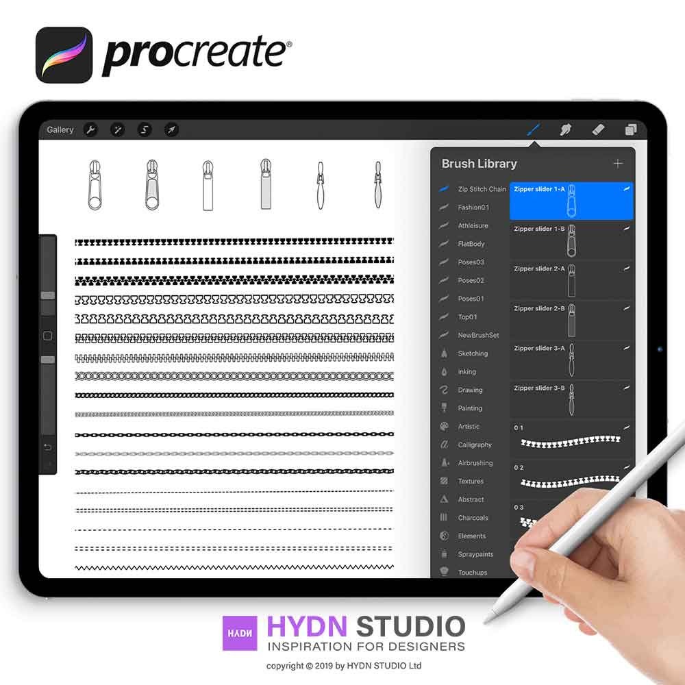 Procreate Zip, Chain & Stitch Brush Set for Fashion Designers – 32 Premium Brushes
