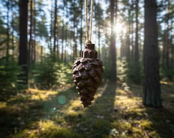 Spruce cone complete geocache (logbook and rubber seal included)