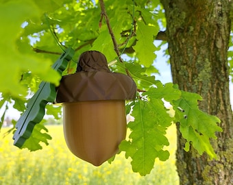acorn complete geocache (logbook and tree leaf included)