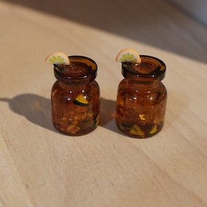 Mixed Fruit Iced Tea, Dollhouse Miniature Drink, Miniature Drinks, Resin Miniature, Pair