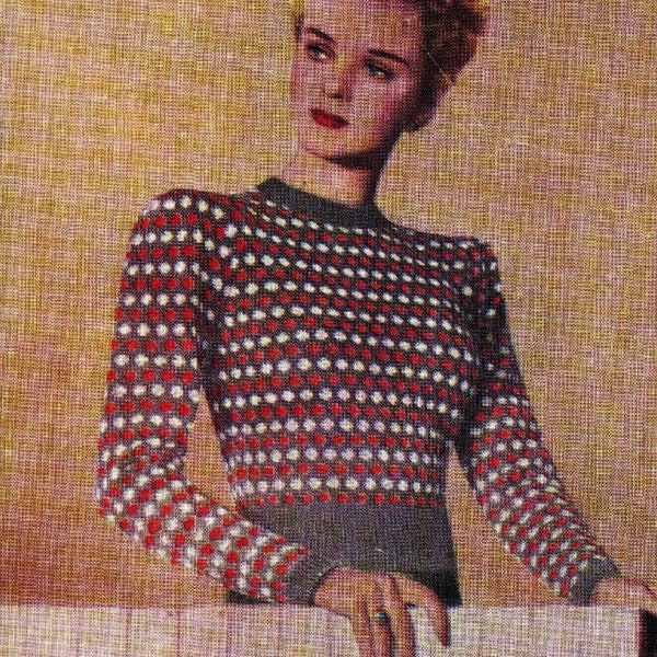Crop Jumper 1940's Fair Isle spotted sweater