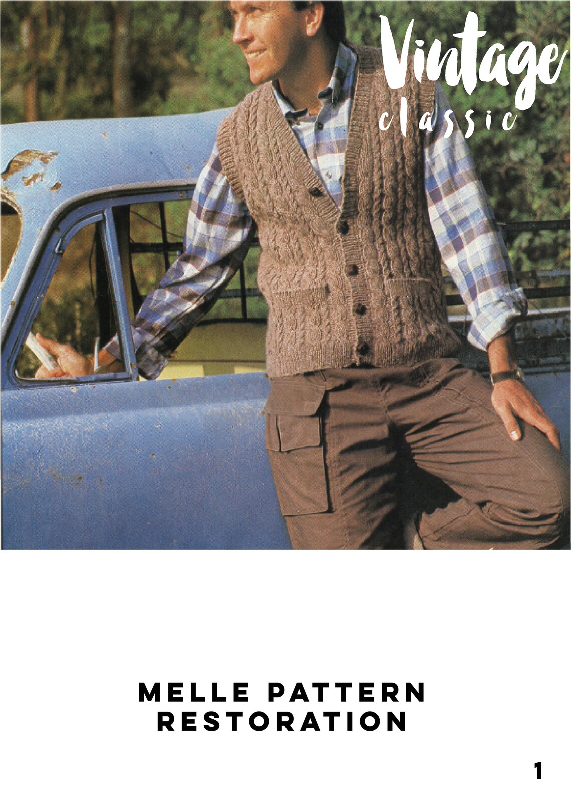 Mens Cable Knit Vest Waistcoat Pdf Vintage Classic Pattern Etsy