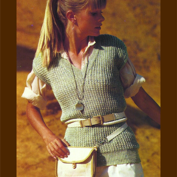 Women's 1970s, V-Neck Knitted Tank Top Pattern, PDF - Instant Download" Classic style knit in cotton or silk yarns.