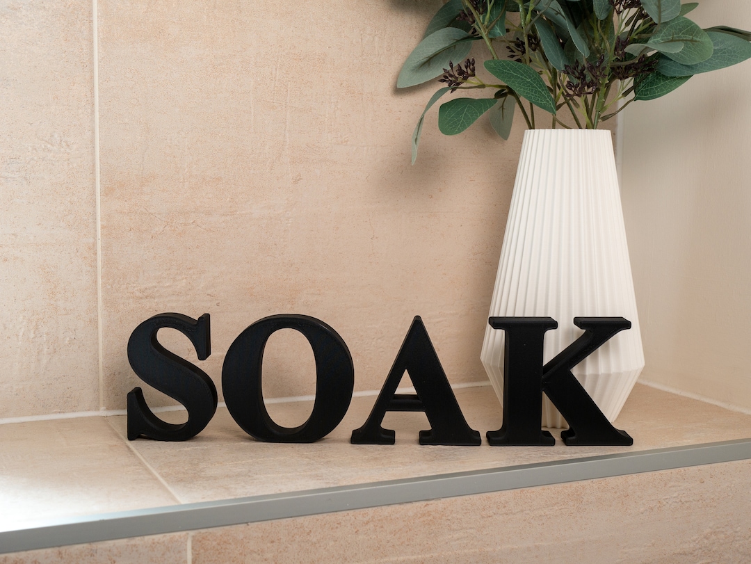 Soak Bathroom Ornament Freestanding Decorative Letters Serif Font in