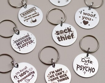 Funny Pet Collar Charm: Engraved Stainless Steel Pet Tag, Dog lover gift
