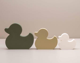 Duck Bathroom Decor: Olive Green En-suite Bathroom Ornament Set