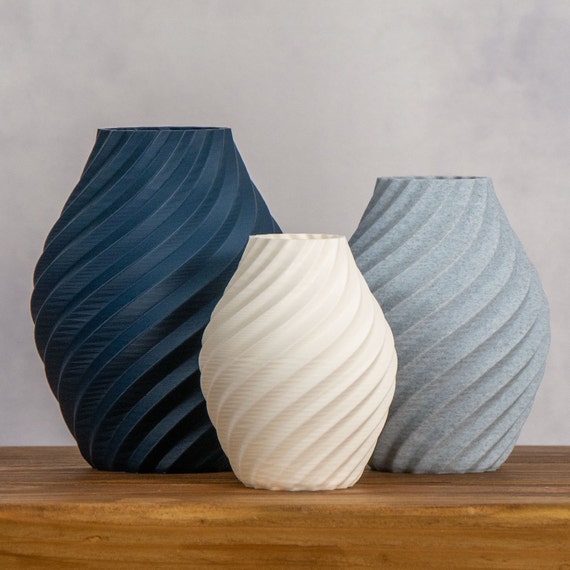 Modern Navy Vase Living Room Decor Navy Blue Stone Grey White Home Decor for Dried Flowers Etsy