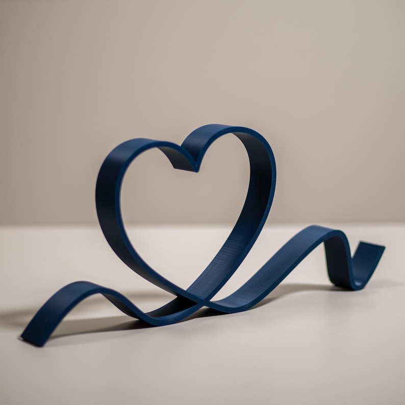 Freestanding Heart Ornament Line Art - Heart Outline Set - Heart Home Decor - Shelf Display Items Blå