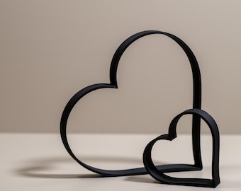 Freestanding Heart Ornaments: Heart Outline Set, Love Home Decor, Media Wall or Shelf Display Items